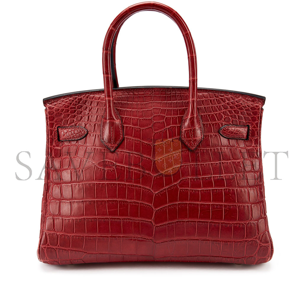 H**mes master birkin 25 crocodile leather red bag silver buckle h041354ck8v (25*20*13cm)